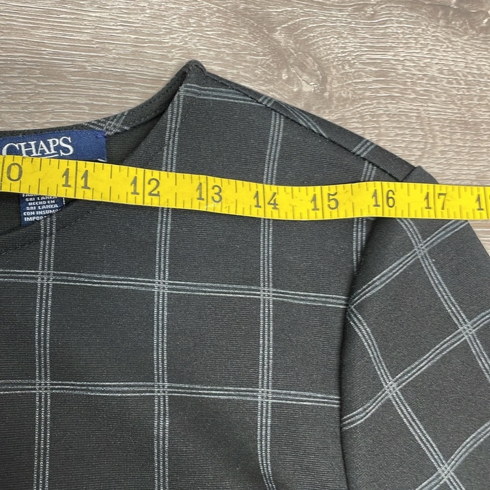 Chaps Classic Sheath Dress Black Gray Windowpane Plaid 14 - Picture 4 of 13